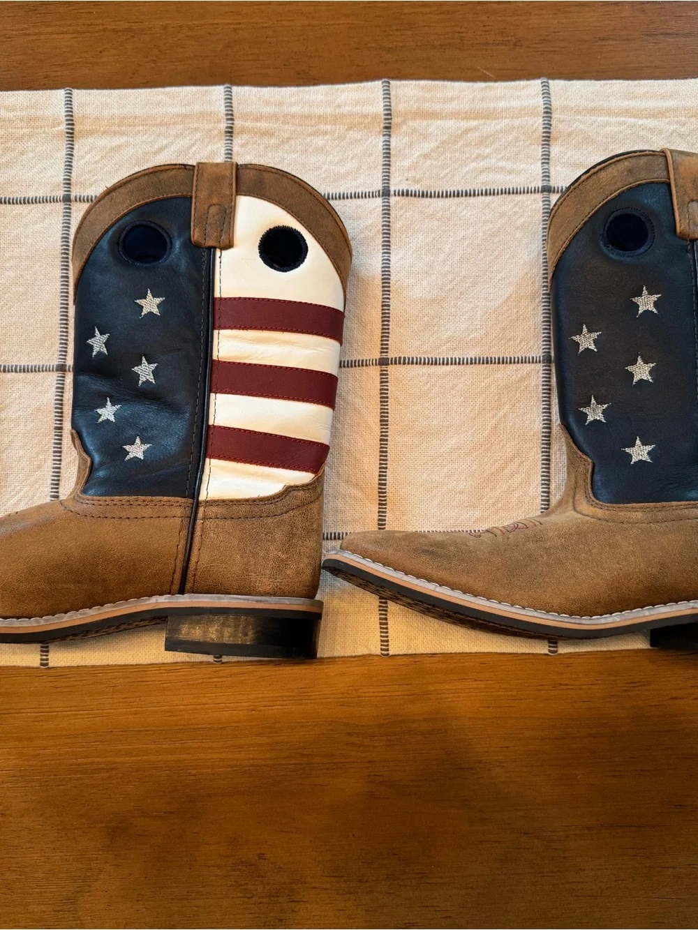 Kids American Flag Western Cowboy Boots - Brown/Black